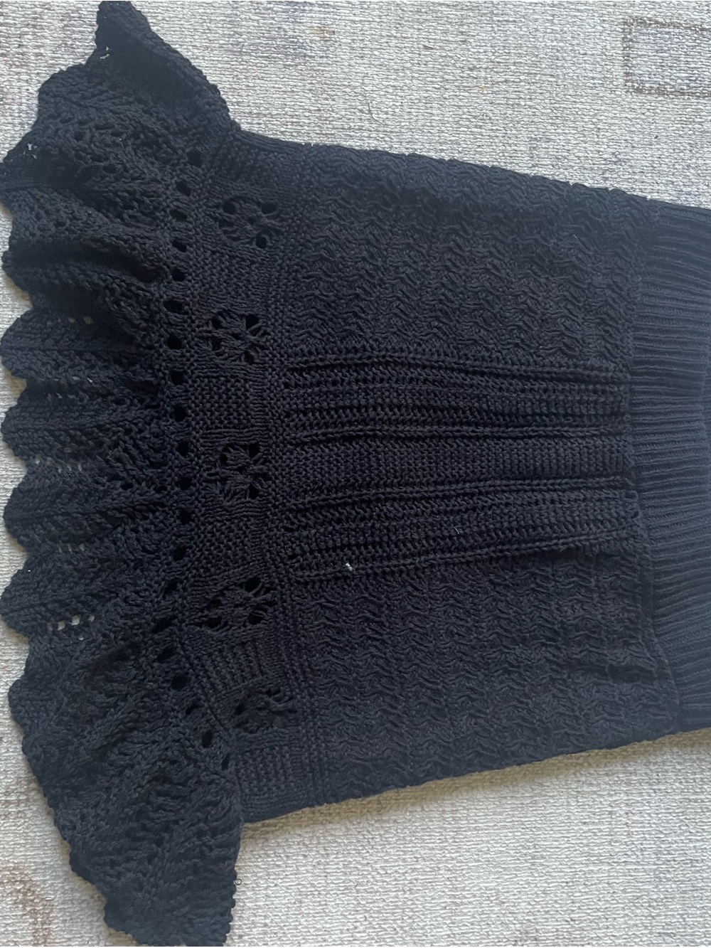 Anthropologie Black Crochet Mini Skirt